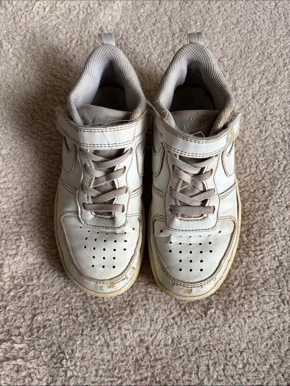 Nike Kids White Sneakers with Hook-and-Loop Strap